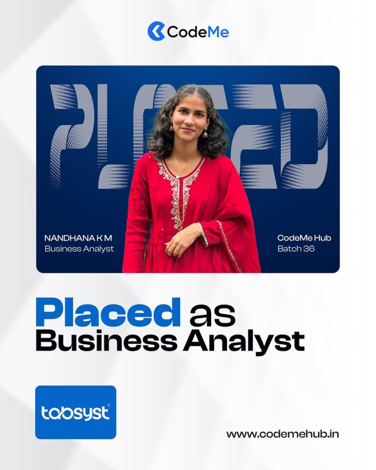 AI-integrated placement assistance at CodeMe Hub helping students secure careers in Data Science, Digital Marketing, MERN Stack, Python Full Stack, UI/UX, Flutter, AI & ML, and Business Analytics through industry-focused training and placement support.