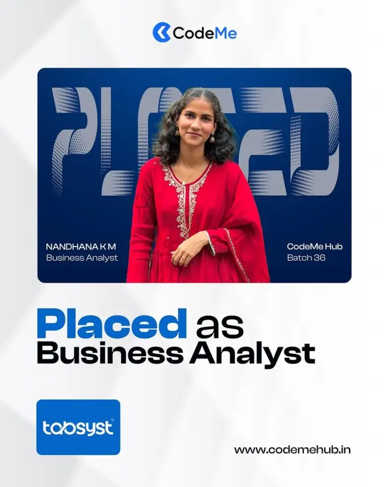 AI-integrated placement assistance at CodeMe Hub helping students secure careers in Data Science, Digital Marketing, MERN Stack, Python Full Stack, UI/UX, Flutter, AI & ML, and Business Analytics through industry-focused training and placement support.